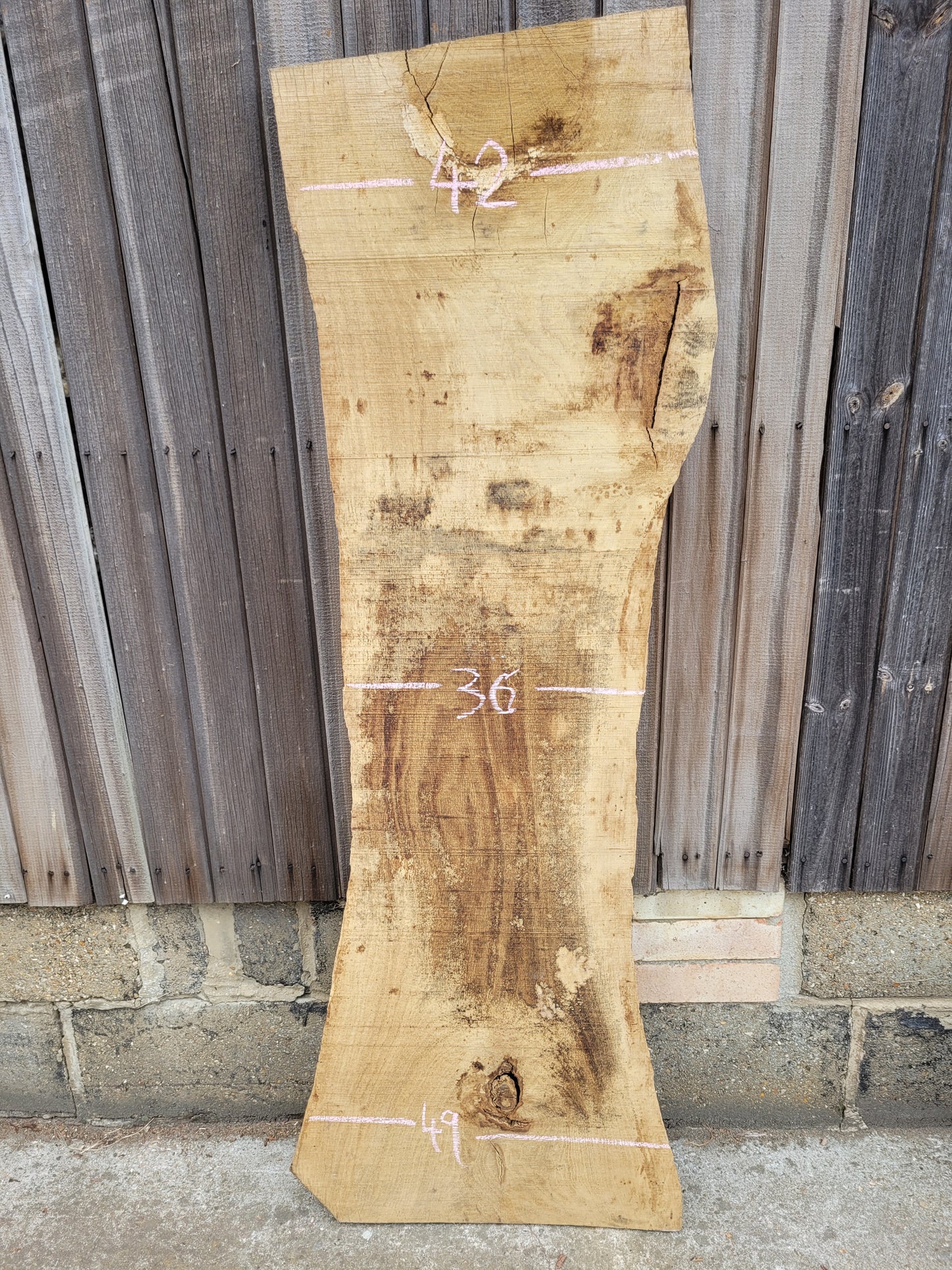 English Oak Live Edge Hardwood Slab 1.46m Long