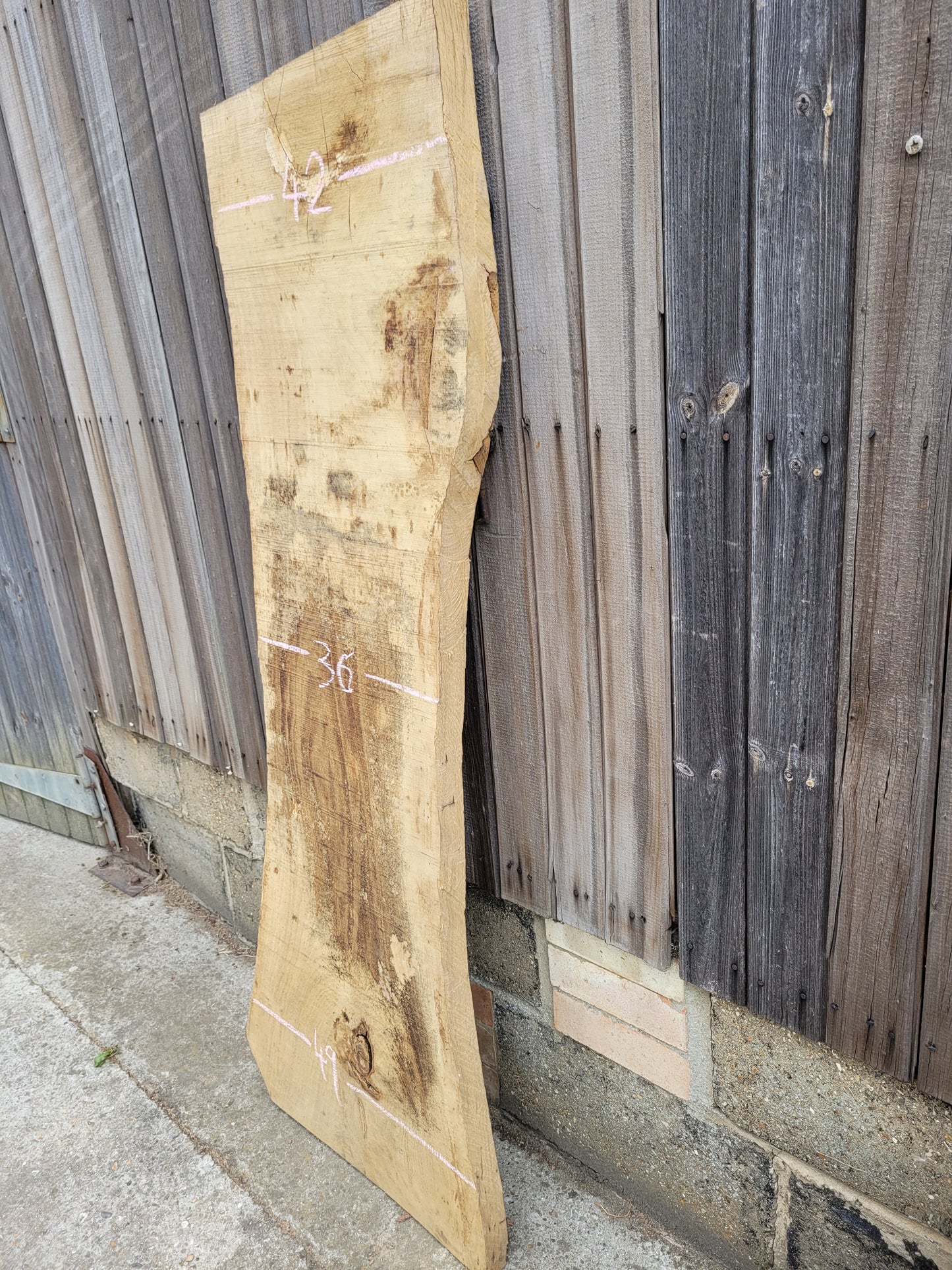 English Oak Live Edge Hardwood Slab 1.46m Long