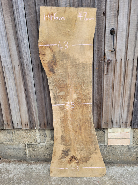 English Oak Live Edge Hardwood Slab 1.46m Long