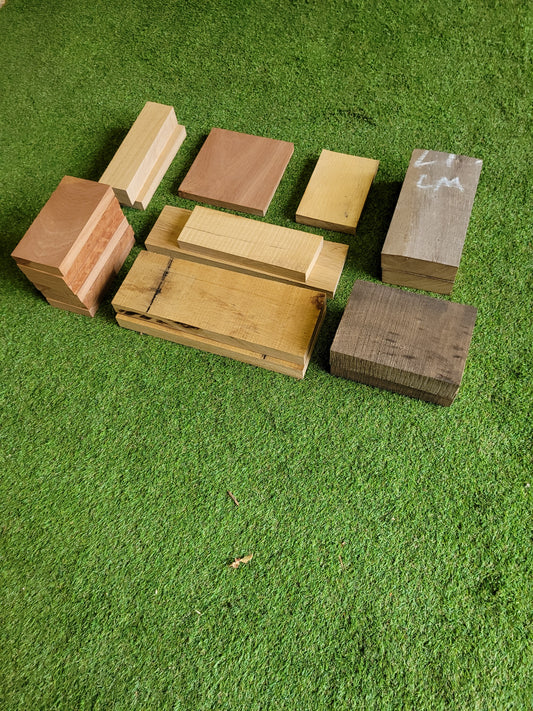 Mixed Hardwood Offcuts Hobby Pack 19 Pieces Oak Walnut Sapele (0020)