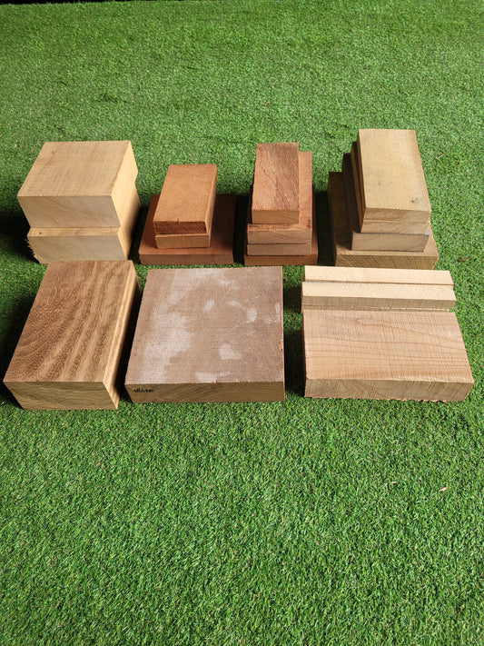 Mixed Hardwood Offcuts Hobby Pack Elm Iroko Agba Sapele Oak 12kg (0070)
