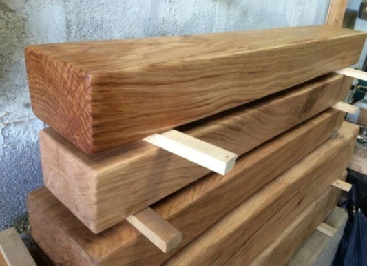 Oak Beam Fireplace Mantel - Rounded Edges - Contemporary Style