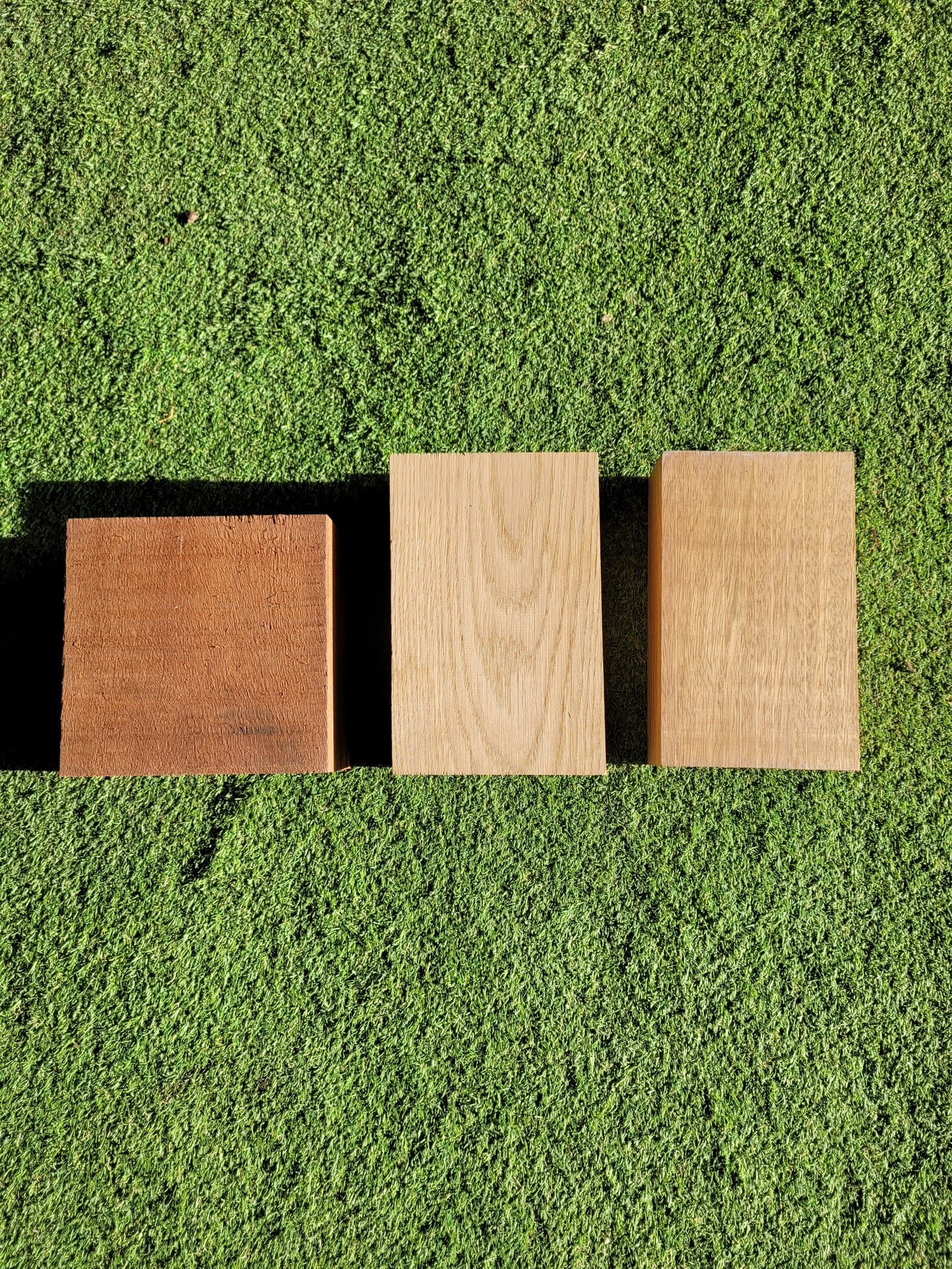 Mixed Wood Offcuts Pack of 5 Pieces Yew, Sapele, Oak, Iroko (2617)