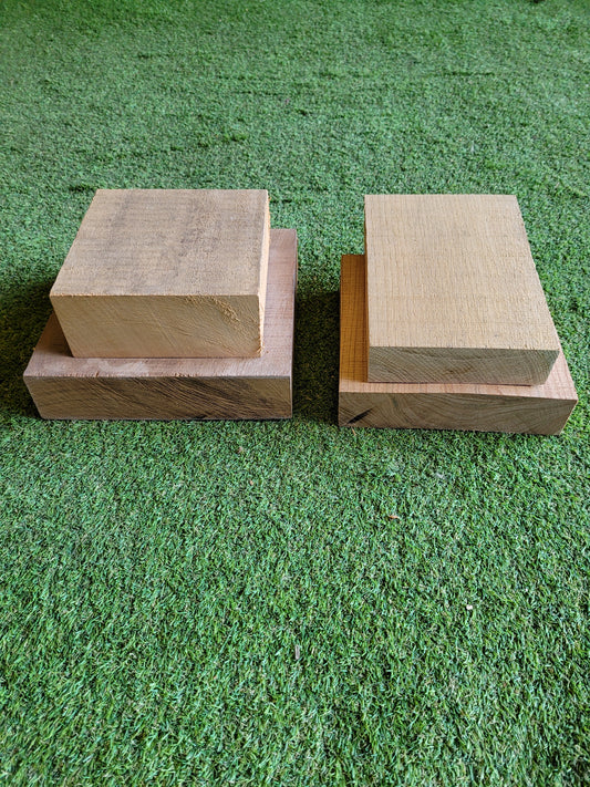 Mixed Hardwood Offcuts Pack of 4 Pieces Oak Elm Agba Iroko (2603)